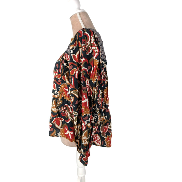 NWT Avara Fulton Floral Top Blouse Multi Color Sz XS Boho Peasant Mixed Print - Picture 2 of 13